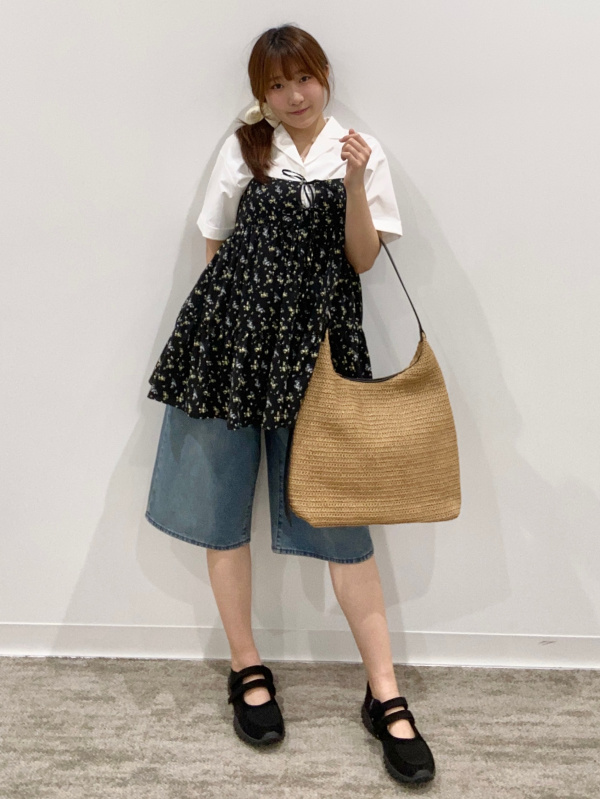 71 LEONARD フラワープリント チュニック 半袖 テックショートシャツ(半袖)、フラワープリントキャミソールチュニック