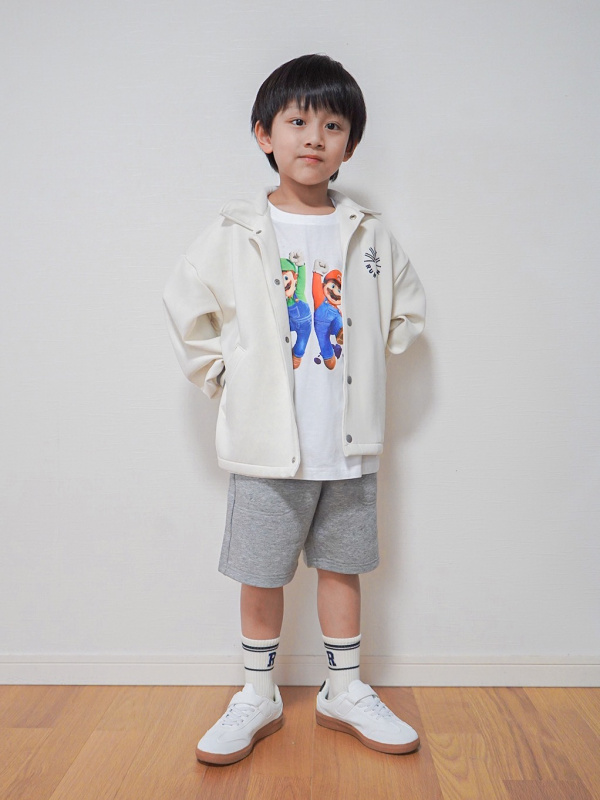 KIDSパフスウェットコーチジャケット、KIDSスウェットショーツの