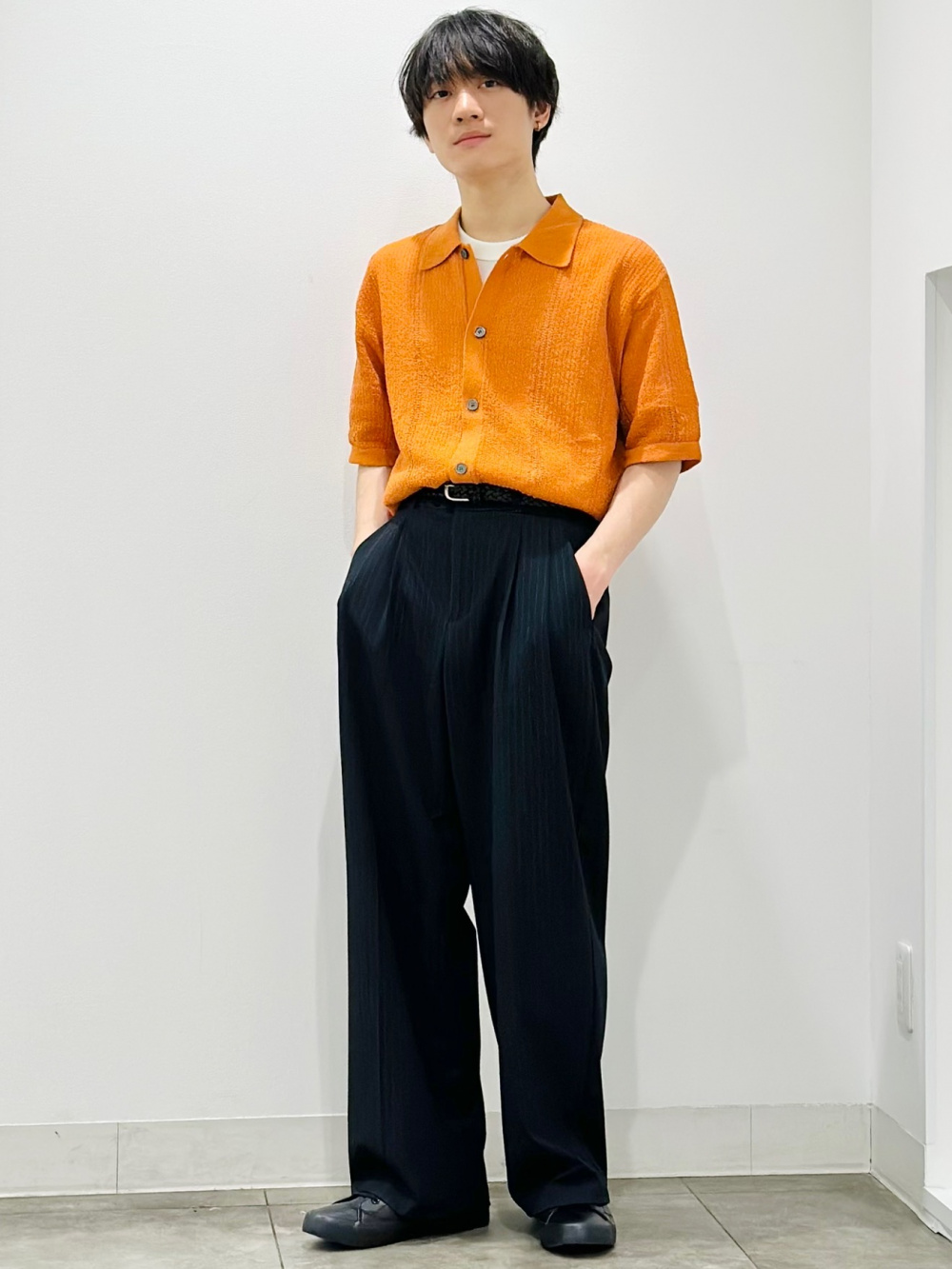 スウェT(5分袖) UNDERCOVER、サテンリブブルゾン UNDERCOVER」の着用
