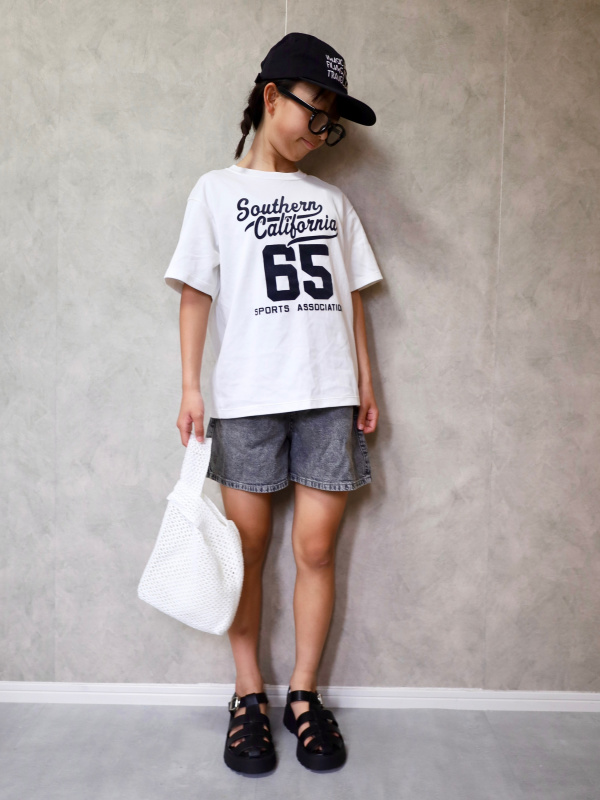 GIRLSシアークロップドストライプシャツ(半袖)JR+E、GIRLSクロップドT