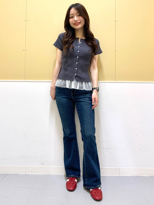 Bra-feel Peplum Camisole、Fine Gauge Knit Polo Shirt/S/MN」的穿搭