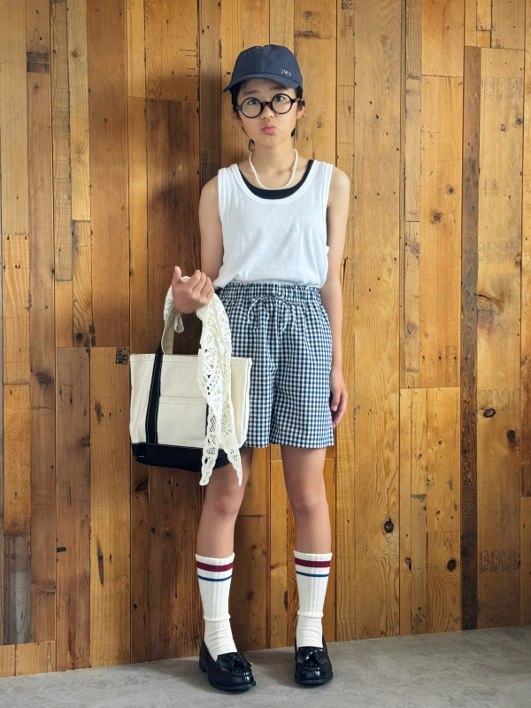 パジャマショートパンツ(チェック)のコーディネート・着用イメージ｜GU
