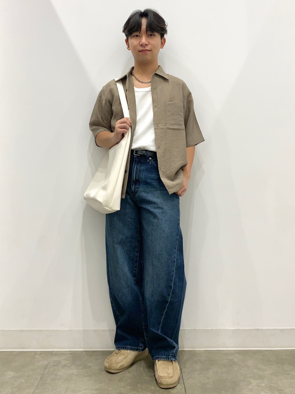 ラガーシャツ(ボーダー)、ワイドスラックス(チェック)(丈標準69.5
