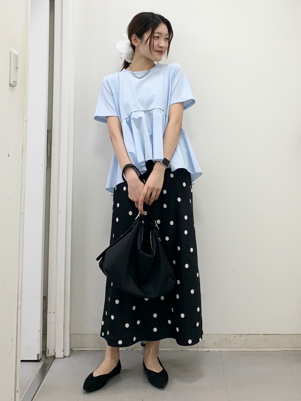 布帛コンビネーションT、ペプラムブルゾン by rokhのコーディネート