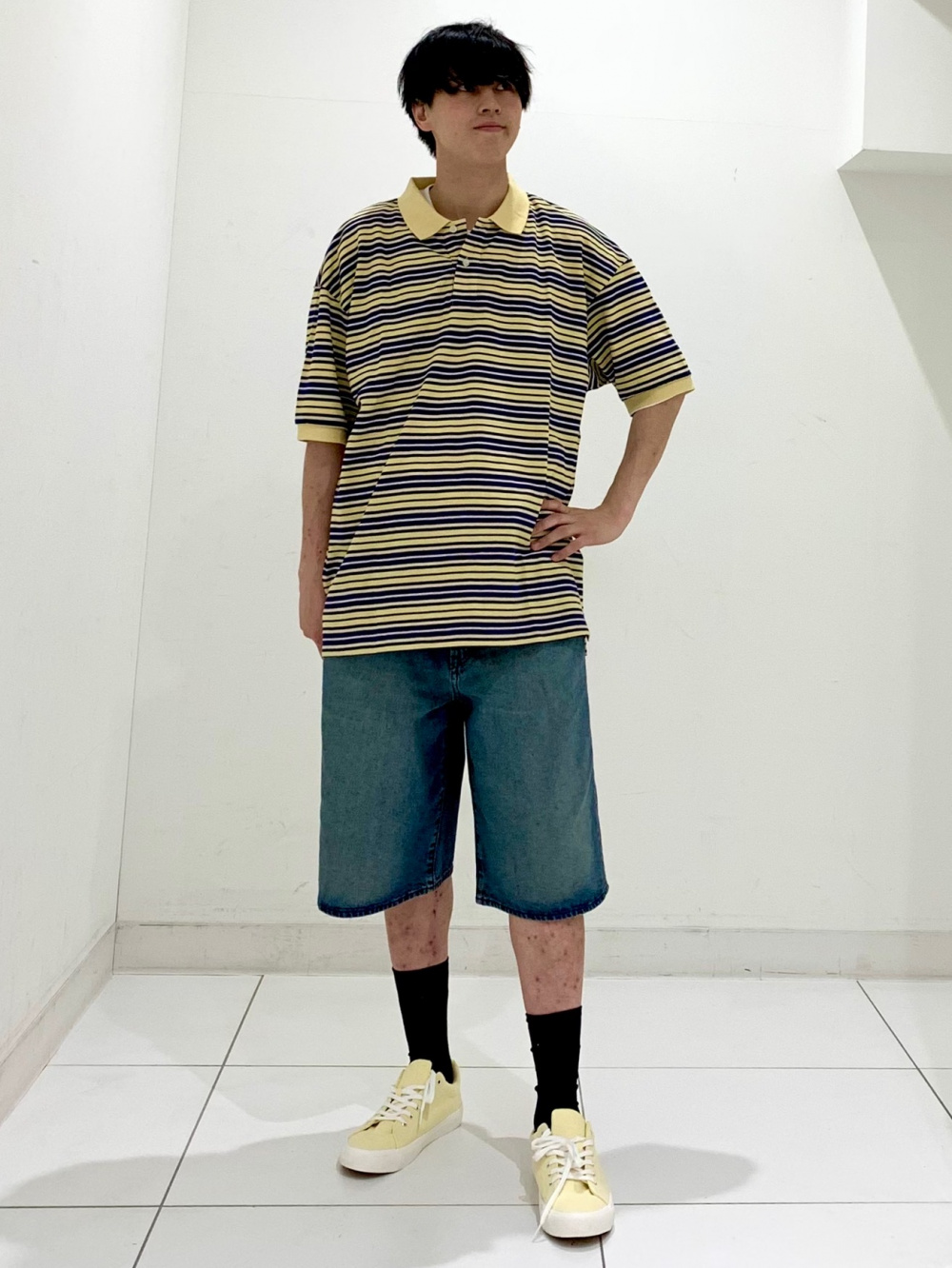 Jorts、Washable Knitted Striped Polo Shirt/Halfslv」| GU的穿搭理念