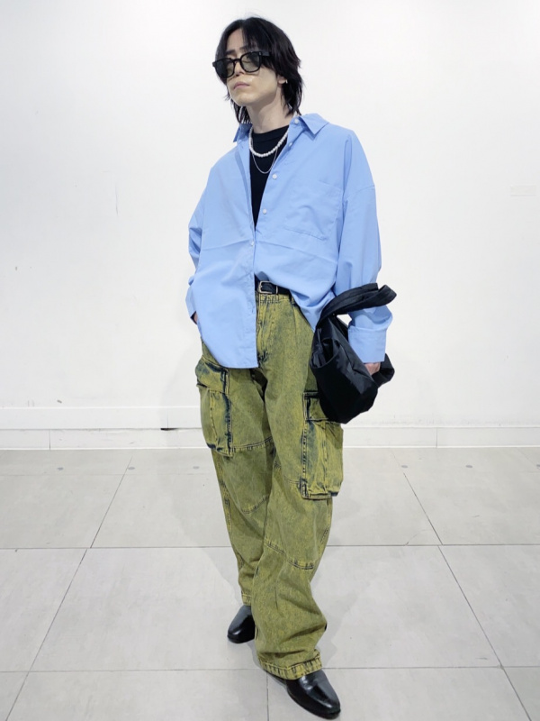 Heart Motif Volume Chain Necklace、Open Collar Shirt/Halfslv