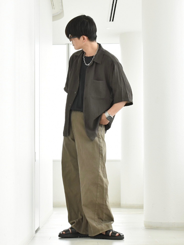ドライストレッチジョガーパンツ、メッシュテクスチャー クルーネックT