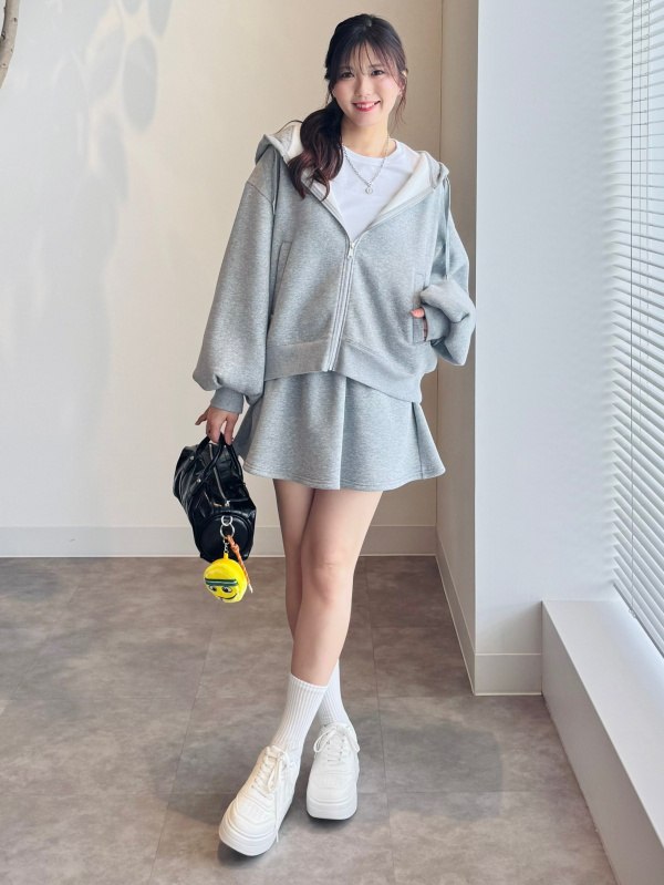 An outfit using Ribbed Double-Zip Cardigan and Denim Padded Zip Up