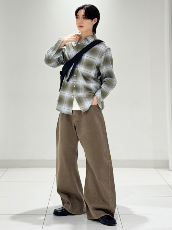 An outfit using Cotton Color Ribbed Tank Top and Flannel Shirt