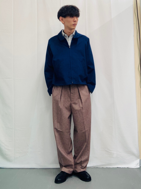 An outfit using Fine Gauge Knit Crew Neck Sweater | MN and Checked