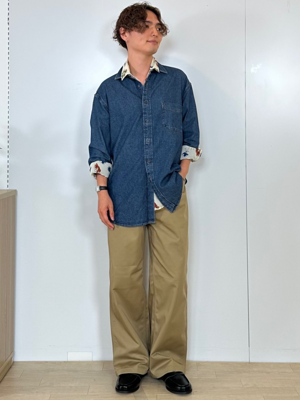コットンクルーネックT、ダブルブレストオーバーサイズジャケット MNの