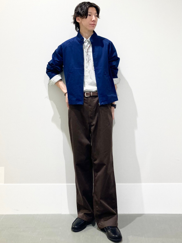 デニムオーバーサイズシャツ PF、チノワイドストレートパンツ CLの