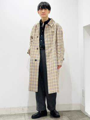 GU公式 | チェックバルマカーンコートCL(メンズ)