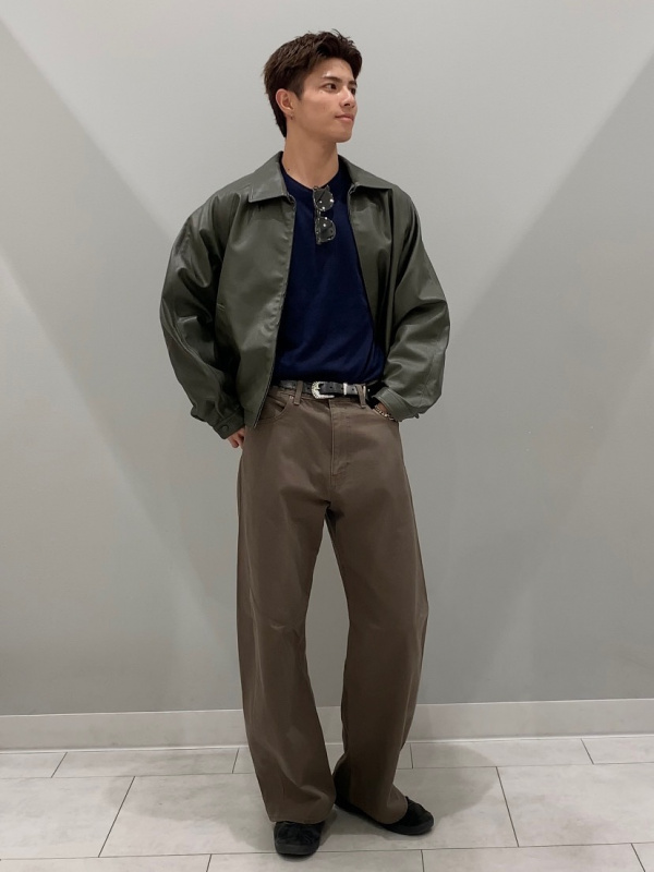 Fine Gauge Knit Crew Neck Sweater/MN、Faux Leather Zip Jacket/MN