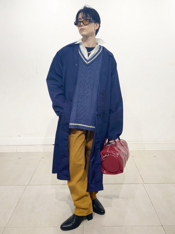 コードレーンジャケット ENGINEERED GARMENTS、リブTのコーディネート
