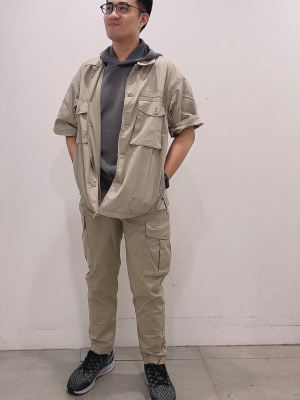 GU公式 | ミリタリーオーバーサイズシャツ(5分袖)+X