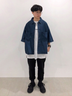 GU公式 | デニムシェフシャツ(5分袖)(セットアップ可能)