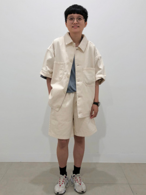 専用◯1859 GU公式 | デニムシェフシャツ(5分袖)(セットアップ可能)