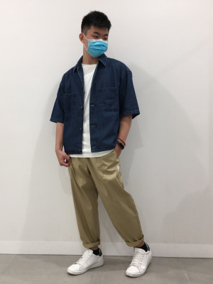 GU公式 | デニムシェフシャツ(5分袖)(セットアップ可能)