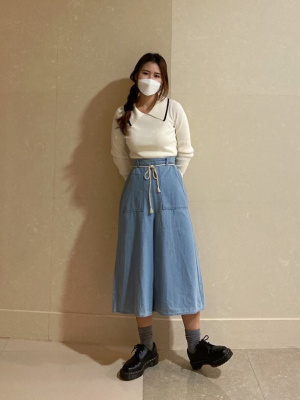 Gu公式 デニムガウチョパンツosb Ec ファッション通販サイト