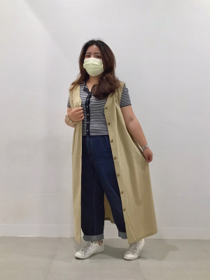 GU公式 | リブコンパクトカーディガン(半袖)(マルチボーダー)