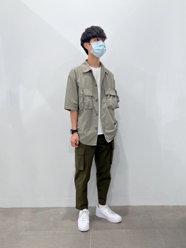 ウォッシュドカットオフビッグT(5分袖)NT+E（メンズ）の着用