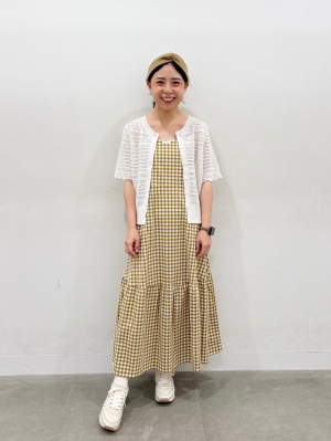 Gu公式 ギンガムチェックティアードキャミソールワンピースntq E ファッション通販サイト