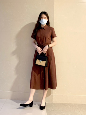 Gu公式 カラーシャツワンピース 半袖 ファッション通販サイト