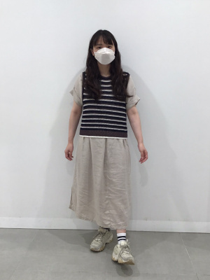 GU公式 | 透かし編みボーダーセーター(ノースリーブ)