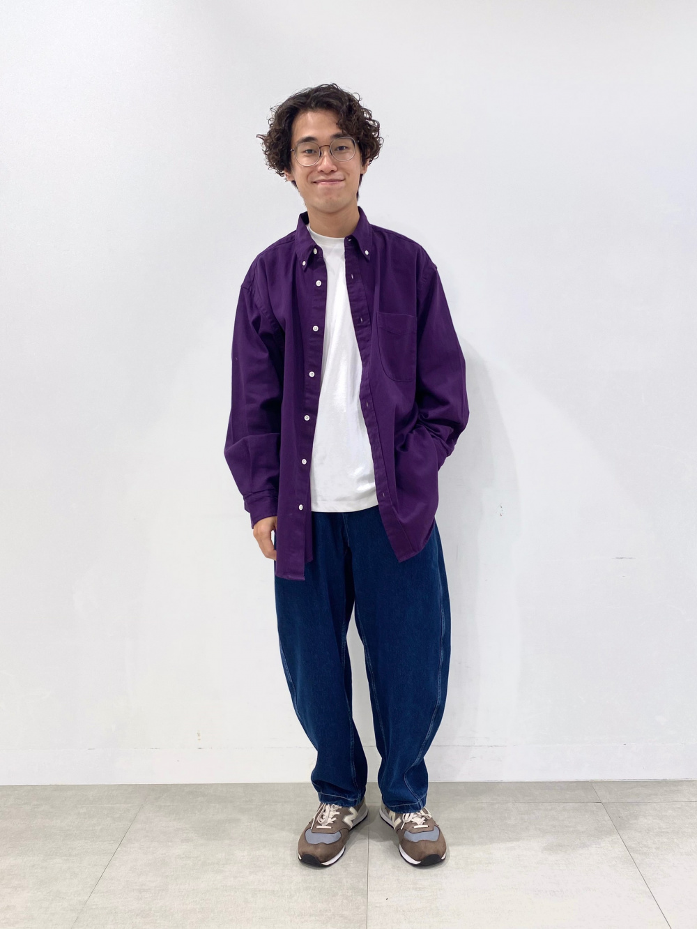 ツイルオーバーサイズシャツ(長袖)、プルオンパンツ+EC(丈長め79.5cm