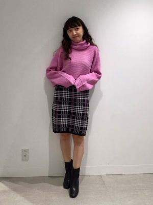 nnn☆出品 GU公式 | チェックジャカードニットワンピース(ノースリーブ)YT+E