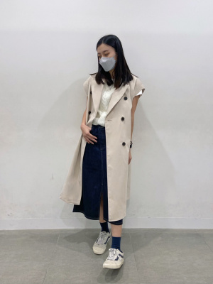 e passセット　おまけ付き GU公式 | デニムアシンメトリーウエストミディスカートYT+E