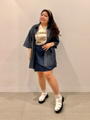 GU公式 | ライトデニムフレアミニスカートパンツYT+X