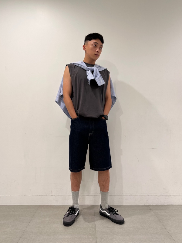 GU公式 | デニムワイドハーフパンツ+E