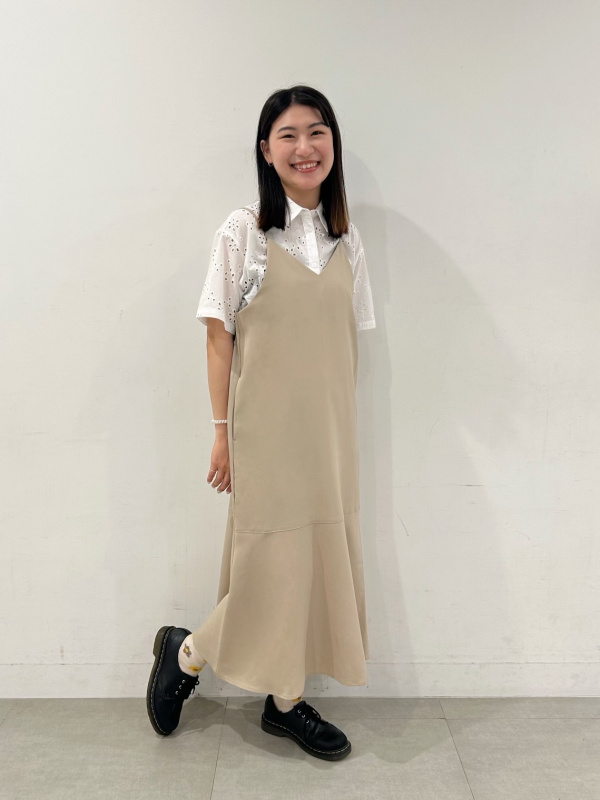 コットンレースクロップドシャツ(5分袖)+E（レディース）の着用