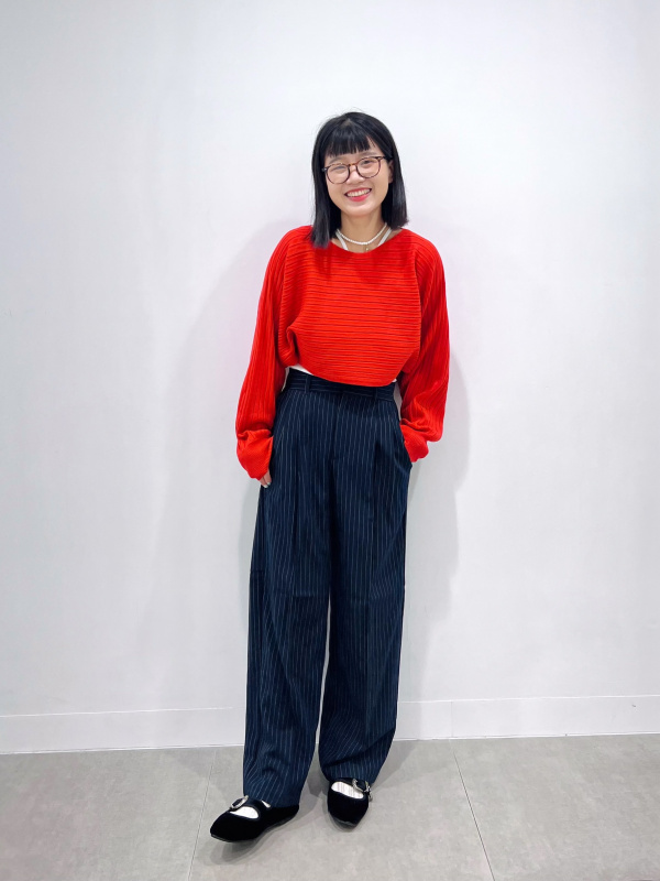 おこめページ GU公式 | タックワイドパンツ(ストライプ)(丈標準70.0～74.0cm)