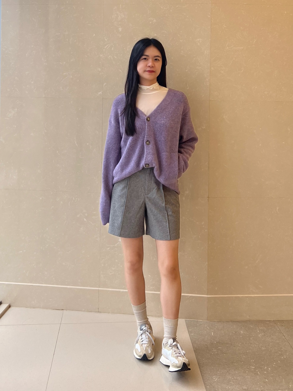 yanyanknits カーディガン 長袖 紫 灰色 【公式通販】