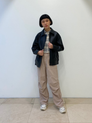 GU公式 | フランネルクロップドシャツ(長袖)+E(2023年冬アイテム)