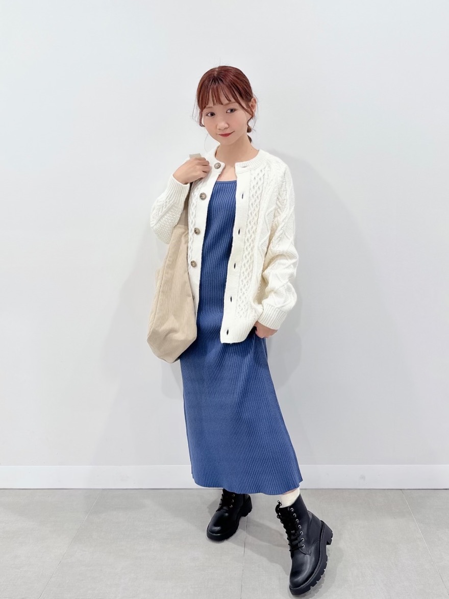 リュクス ドルマン長袖カーディガン リブニット ワンピース マルチウェイリブニットワンピース(長袖)、ケーブルクルーネック