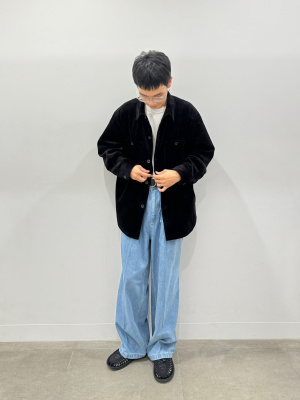 【boohoo】コーデュロイ メンズ 長袖 オーバーサイズシャツ ◇細ピッチコーデュロイバンドカラーオーバーシャツ◇長袖シャツ