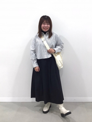 GU公式 | オックスフォードショートシャツ(長袖)(ストライプ)+E