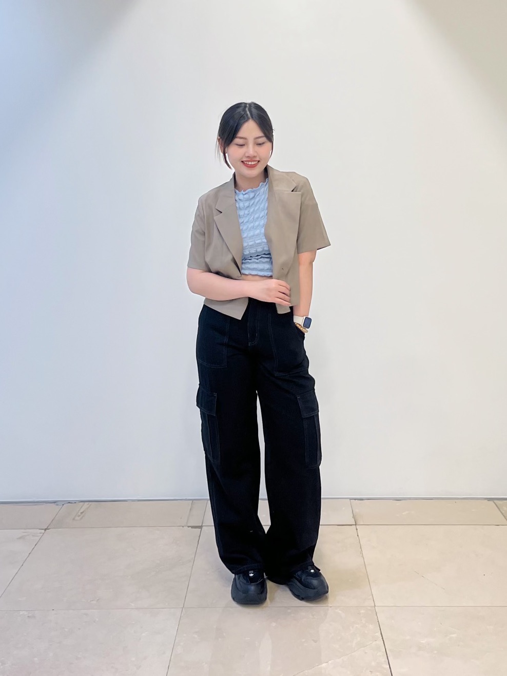 クロップドジャケット セットアップ ハーフスリーブクロップドジャケット(セットアップ可能)、ネック