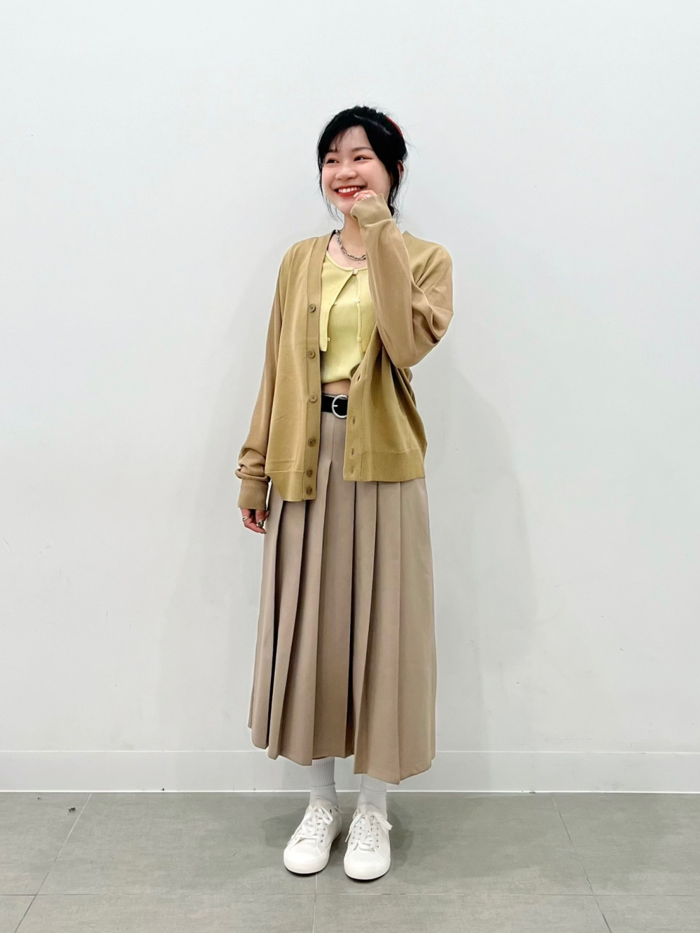 2ピースクロップドカーディガン(長袖)、シアーコンビネーション