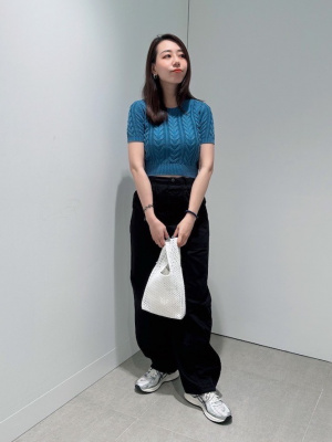 GU公式 | ケーブルクルーネックセーター(半袖)