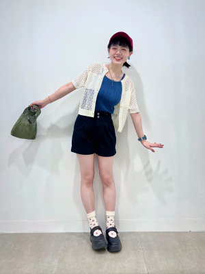 GU公式 | GIRLSストレッチデニムハイウエストショートパンツJR