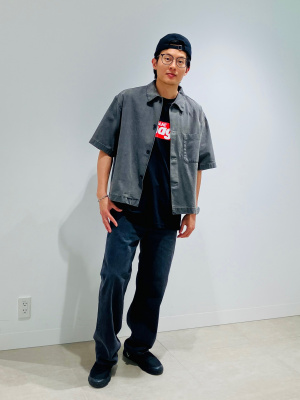 GU公式 | デニムクロップドオーバーサイズシャツ(5分袖)NT+E