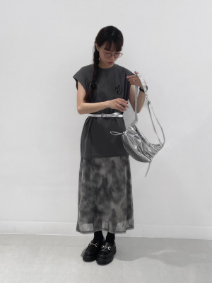 GU公式 | チュールプリントワンピース(ノースリーブ)+E