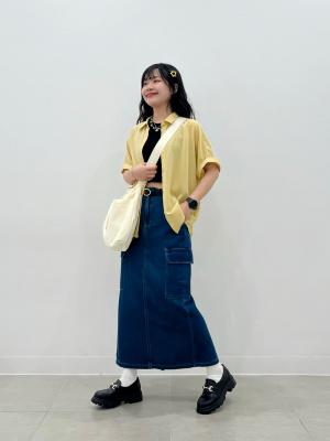 GU公式 | デニムカーゴロングスカート(丈標準83～90cm)