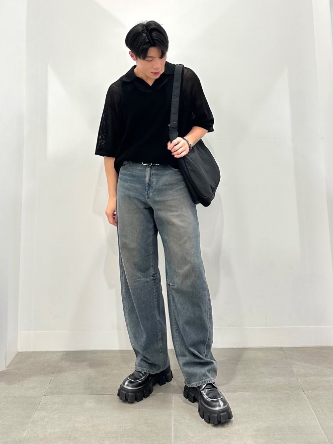 ルーズフィットT(5分袖)、ドライポンチロングタンクトップ」の着用