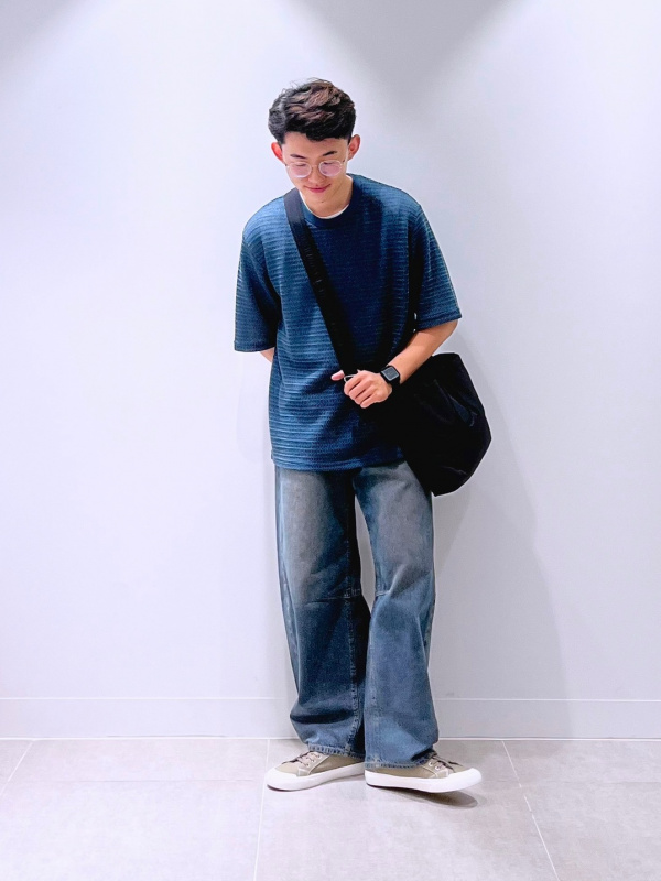 ドライストレッチジョガーパンツ、メッシュテクスチャー クルーネックT